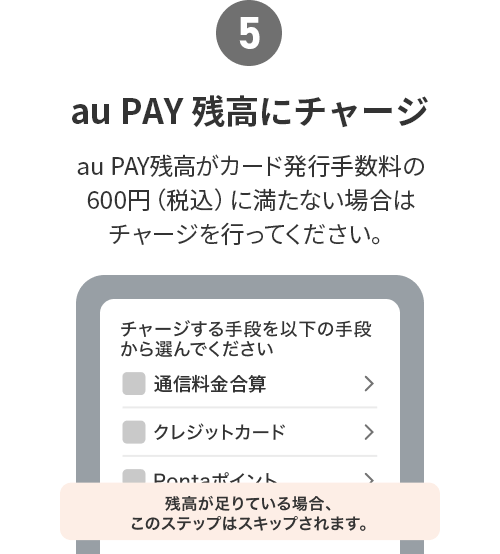 （５）au PAY 残高にチャージ